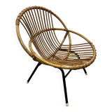 Chaise en Rotin et Métal de Rohé Noordwolde, Pays-Bas, 1950s