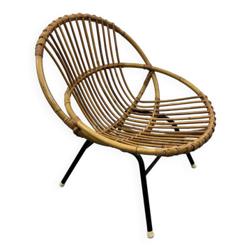Dutch Rattan and Metal Chair from Rohé Noordwolde, 1950s