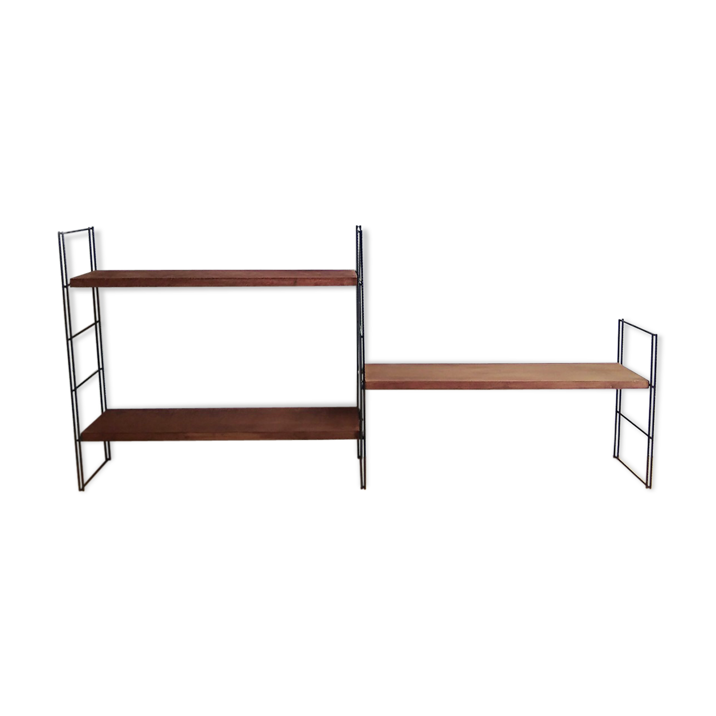 Metal and wood wall shelves in the taste of String - 1960s