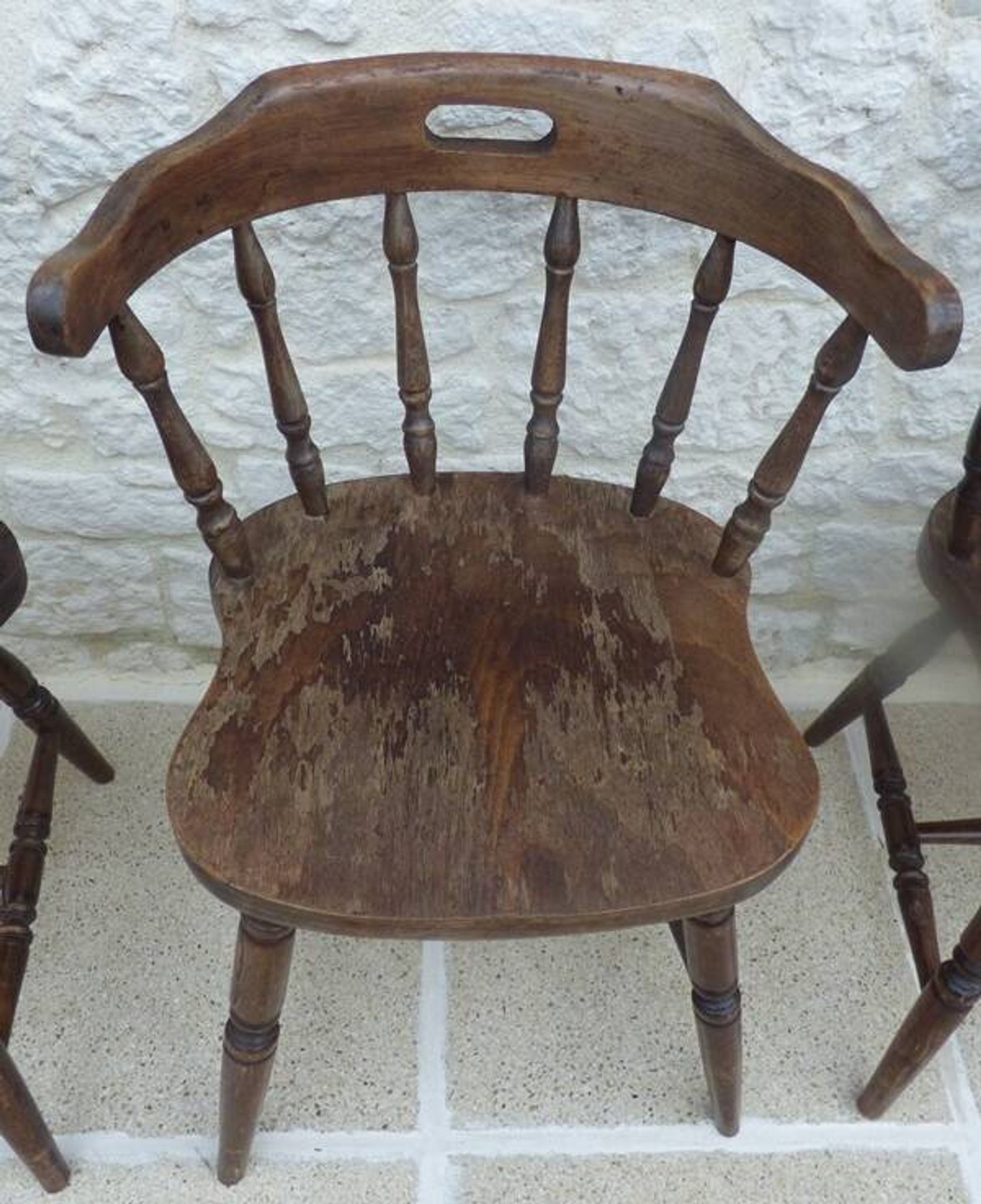 4 solid wood chairs in western style called "smockers chairs", in oak.