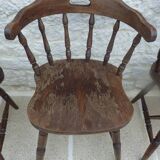 4 solid wood western-style "smoker's chairs" made of oak