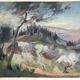 Oil on Canson, landscape located in Italy, signed mid 20th century.