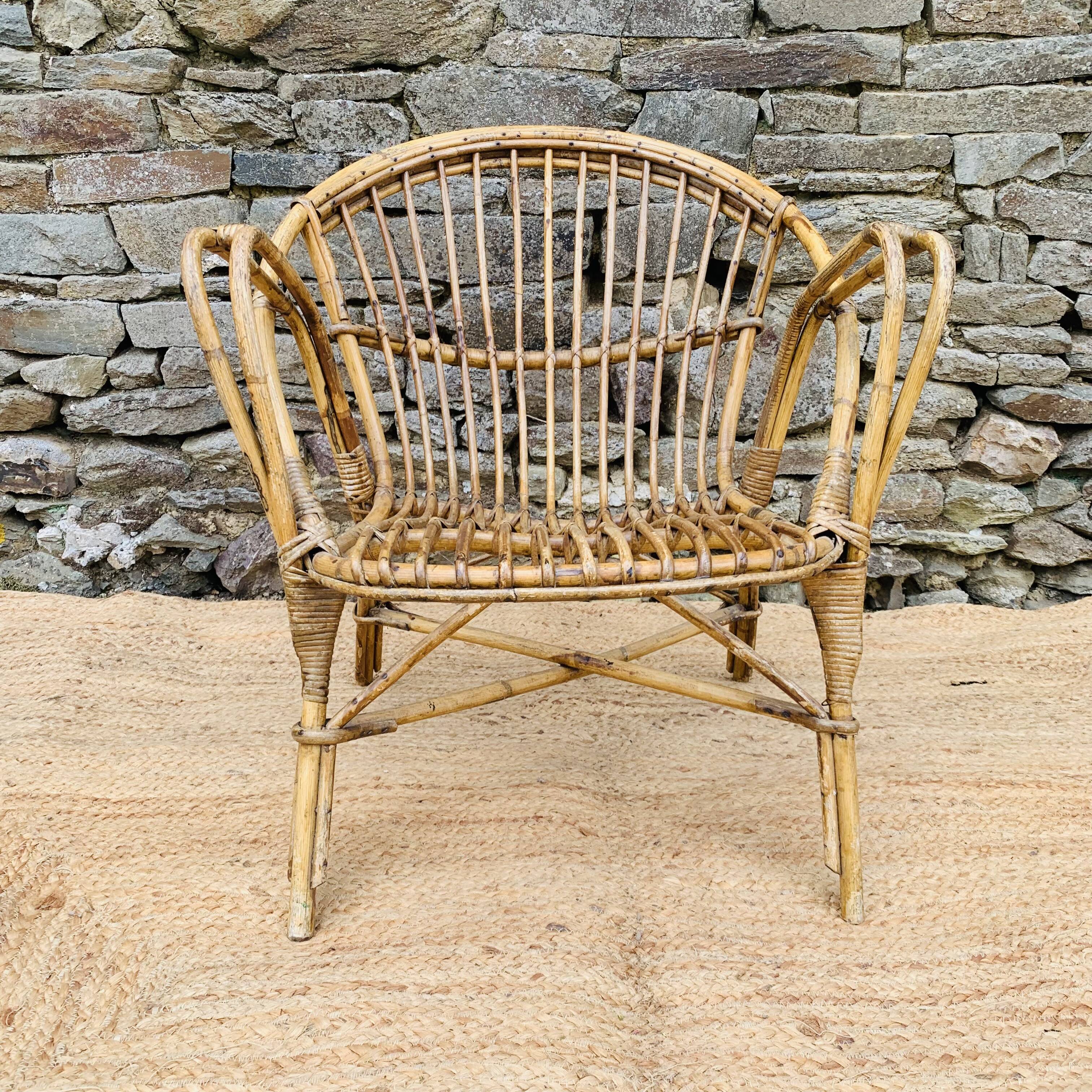 Vintage rattan armchair