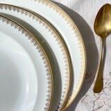 4 assiettes creuses porcelaine blanche doré limoges lafarge & c