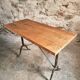 Vintage French Bistro Table | 1960s/70s Oak Top & Cast Iron Base | Retro Coffee & Wine Table