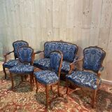 Louis XV blue velvet living room