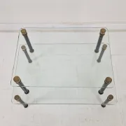 French Modernist Glass and Brass Display Tables with 'P. Andrieux', 1930's