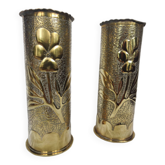 Engraved shell casing vase