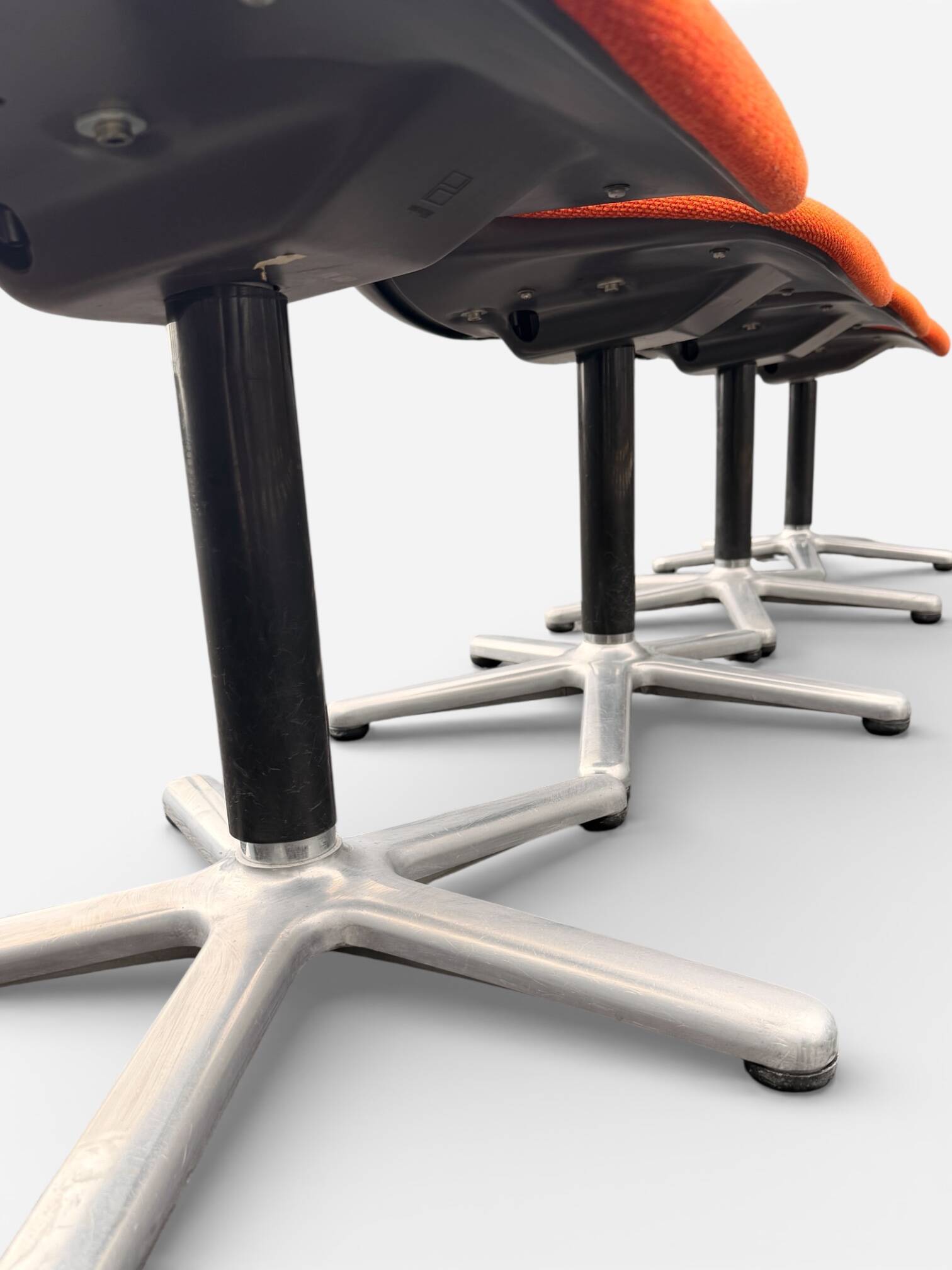 4 vintage chairs, model 231/5 in orange fabric by Wilkhahn.