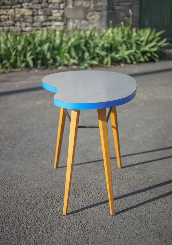 Table haricot formica et pieds compas, table bureau, table d'appoint, table vintage, 60's