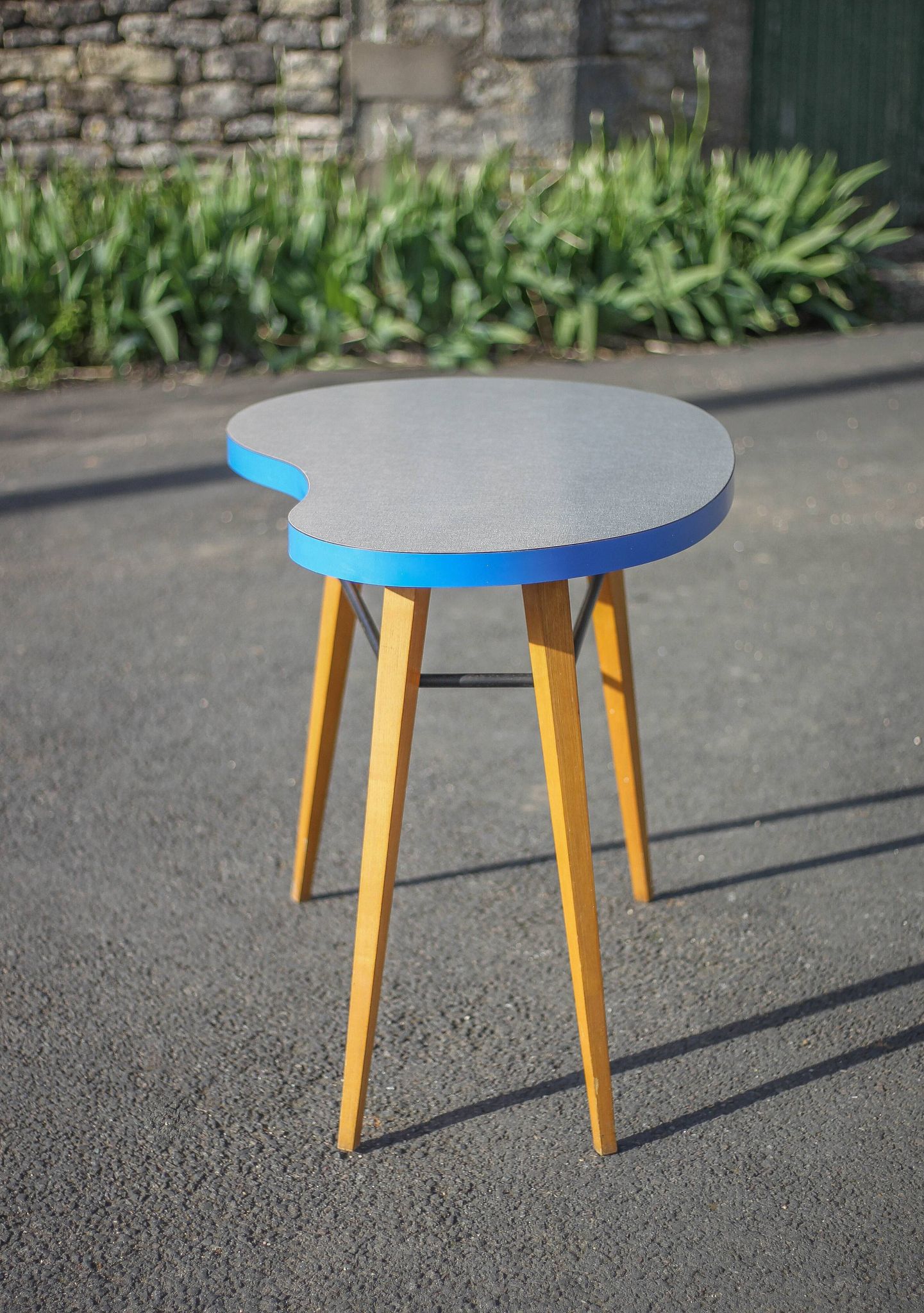 Table haricot formica et pieds compas, table bureau, table d'appoint, table vintage, 60's
