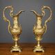 Pair of decorative vases. Solid gold metal.