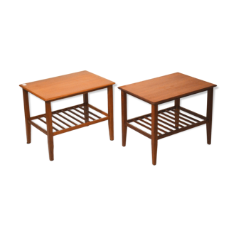 Pair of scandinavian bedside tables in teak