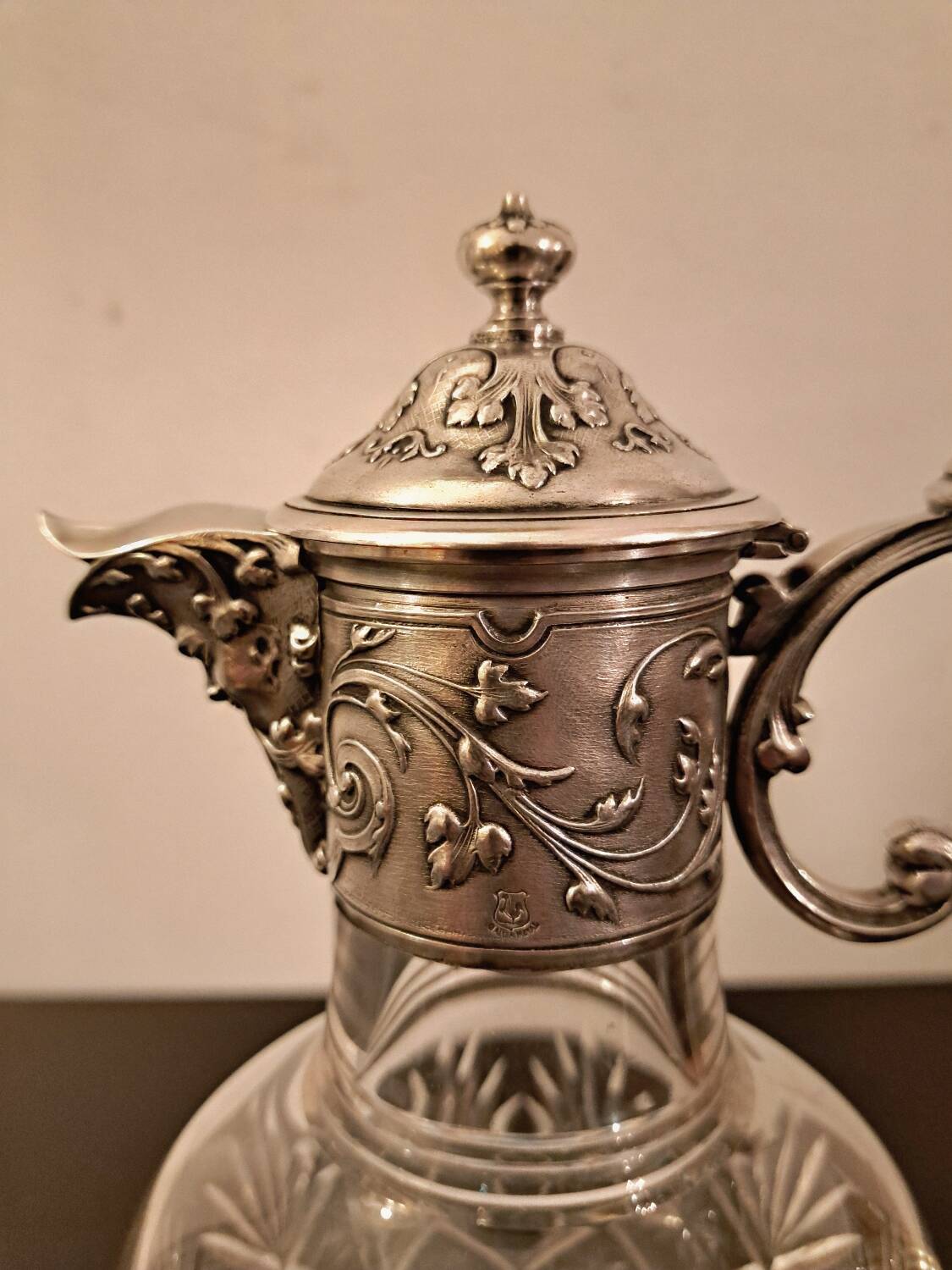 Gallia Christofle crystal and silver-plated metal jug