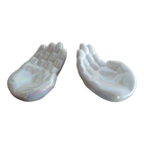 Pair of empty iridescent hand pockets in vintage ceramic 1960