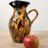 Large pitcher in very colorful flamed stoneware