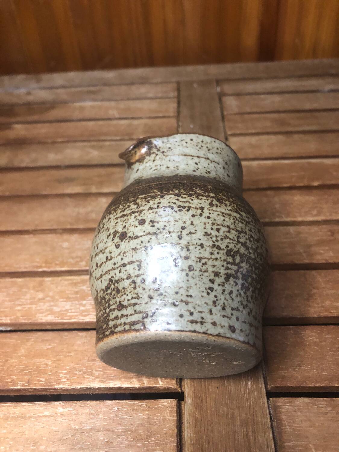 Old vintage brown stoneware pitcher le cep #a429