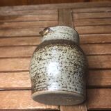 Old vintage brown stoneware pitcher le cep #a429