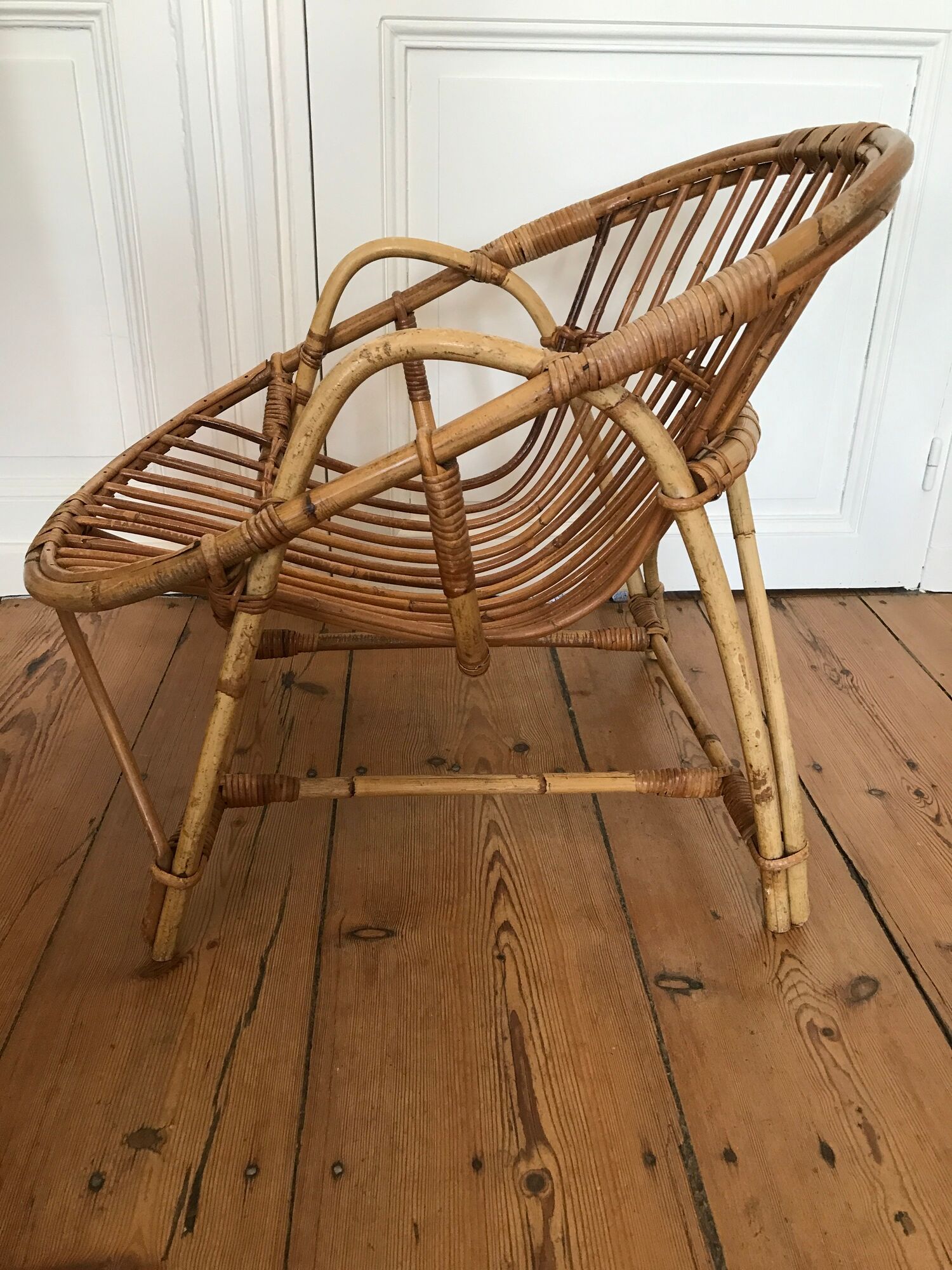 Armchair basket adult rattan year 50
