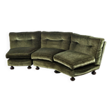 70s corner sofa in green fabric