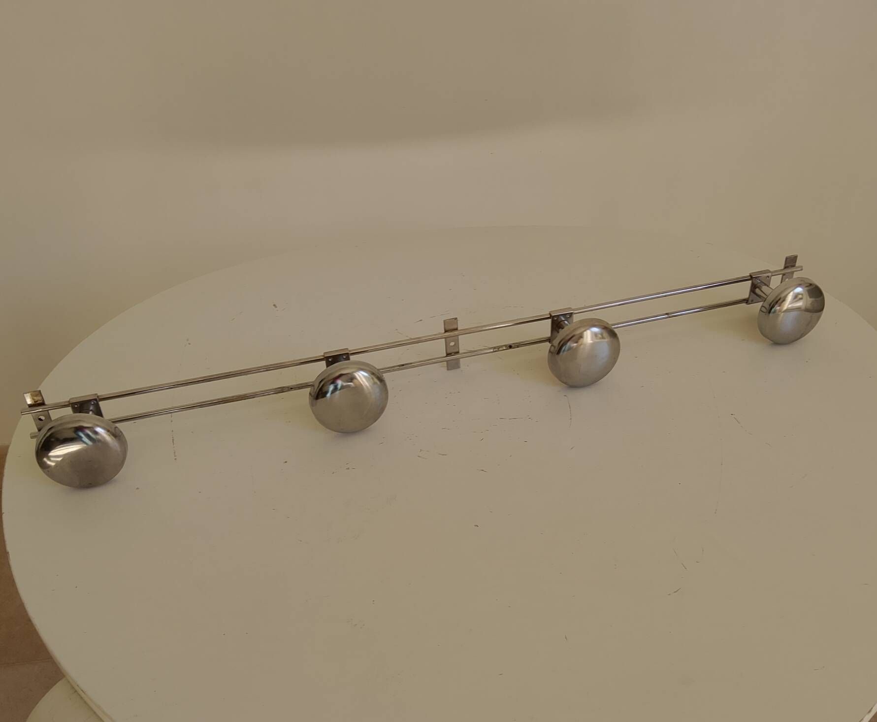 Vintage chrome wall coat rack from the 70s