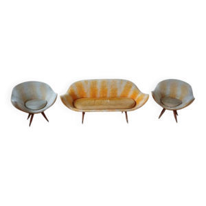2 fauteuils œuf et canapé
