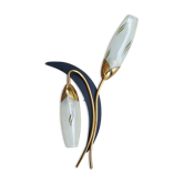 Apply double in brass and steel 50s vintage flower