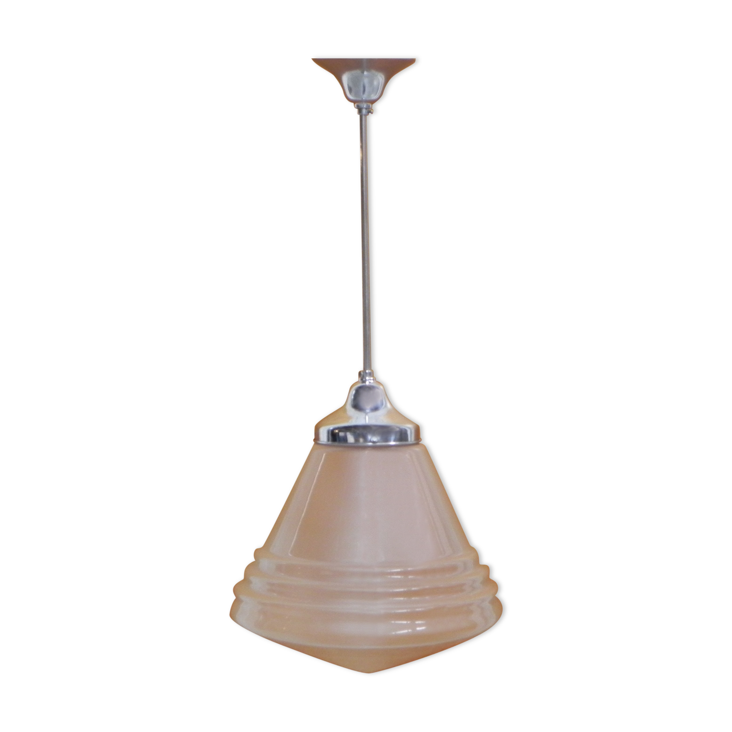 Art Deco hanging lamp with frosted glass shade