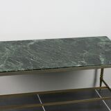 Green marble coffee table and vintage brass gold metal 60