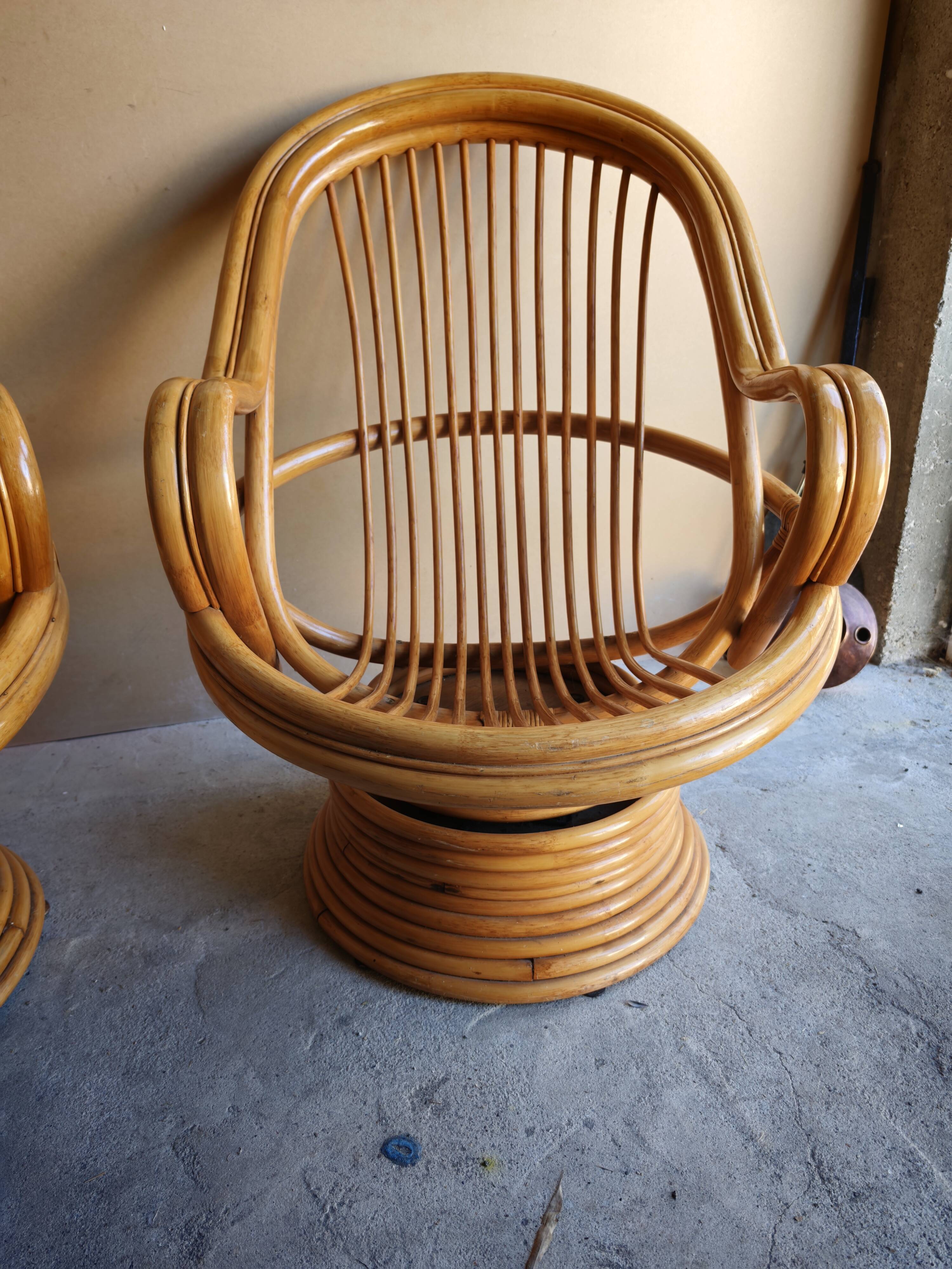 Fauteuil en bambou année 70
