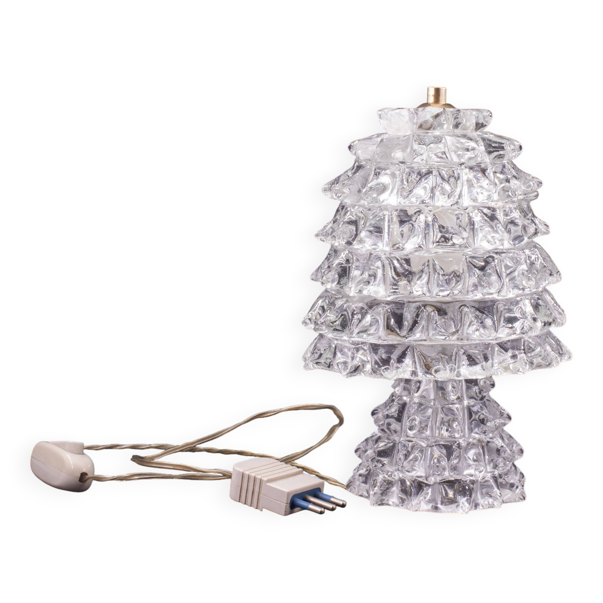 Elegant Table Lamp in Rostrato Murano Glass Vase for Barovier & Toso, 1940s