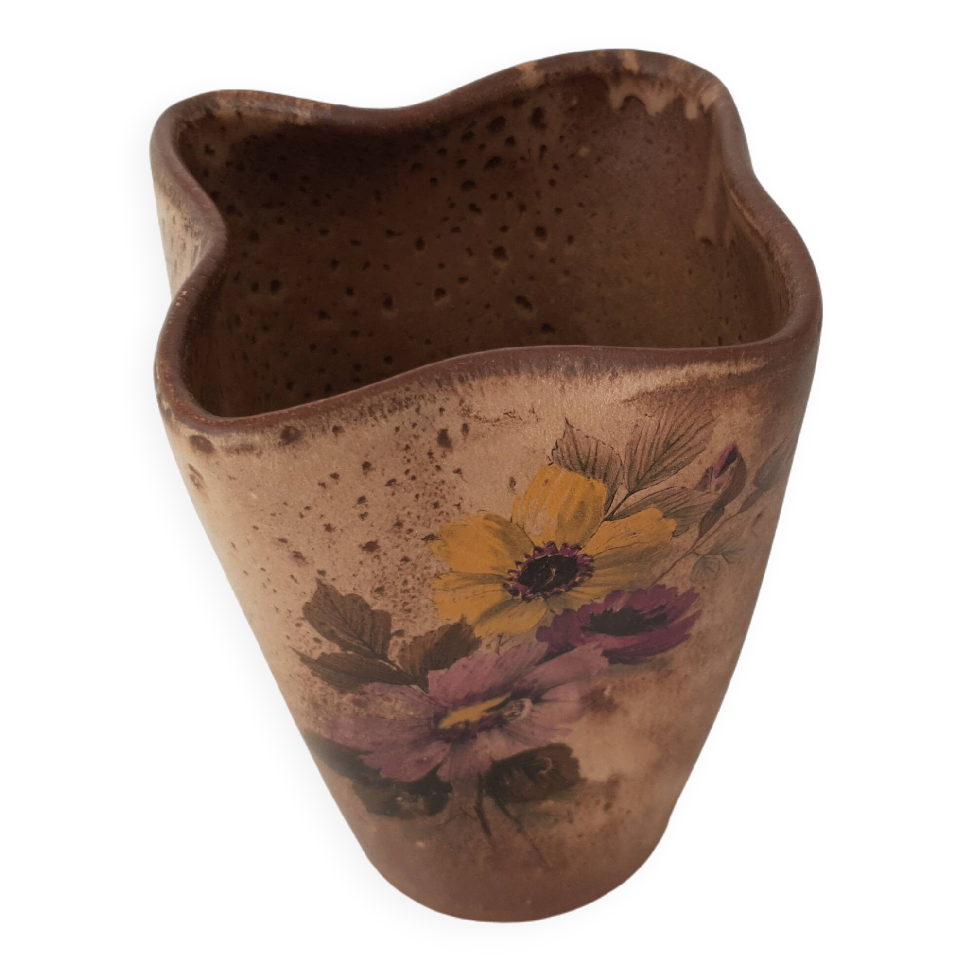 Ceramic vase with floral motif signed Vallauris