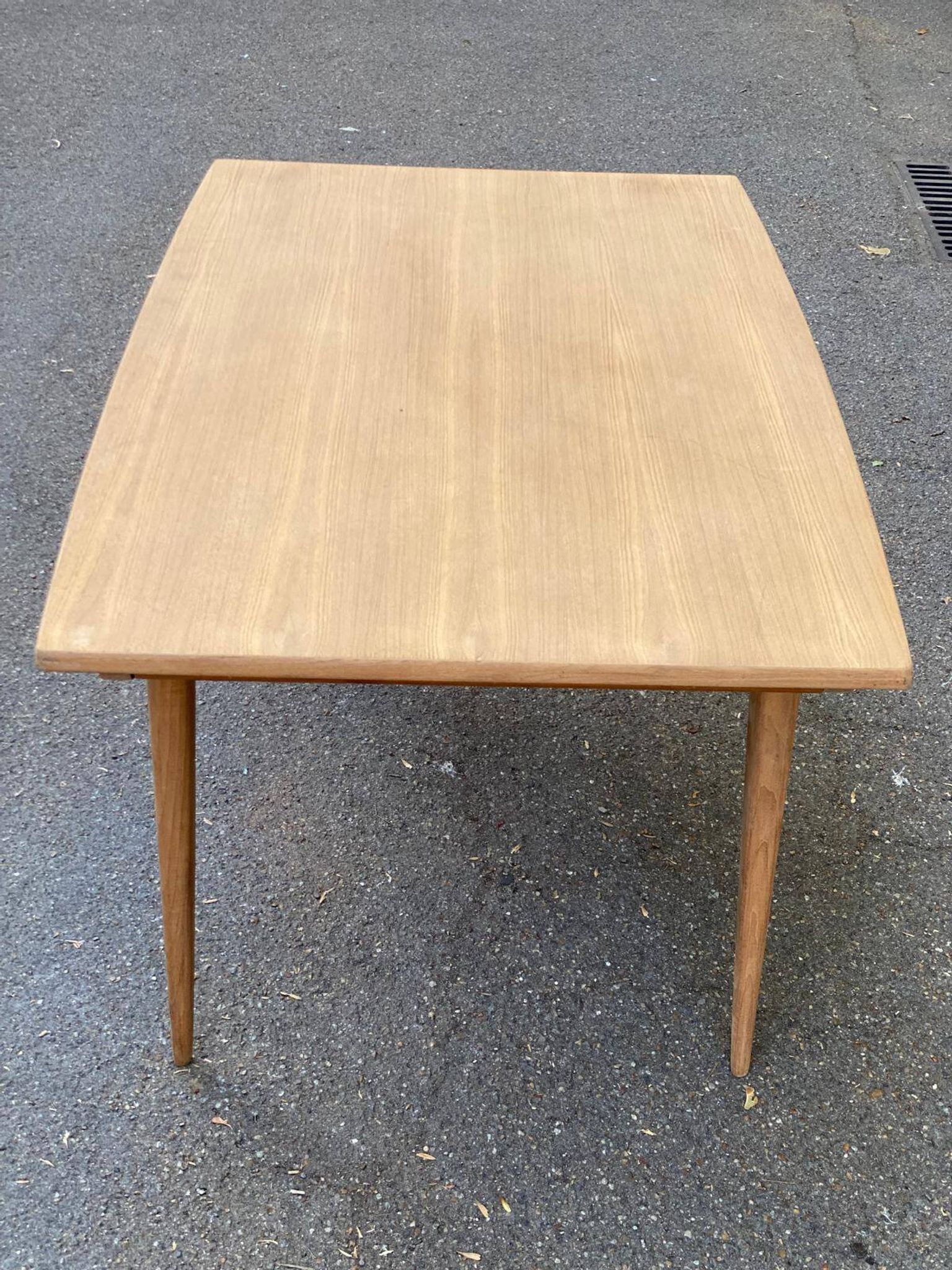 Scandinavian design extendable dining table stripped in raw teak 1960