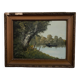 Huile sur toile Pierre Louis Léger Vauthier paysage barque