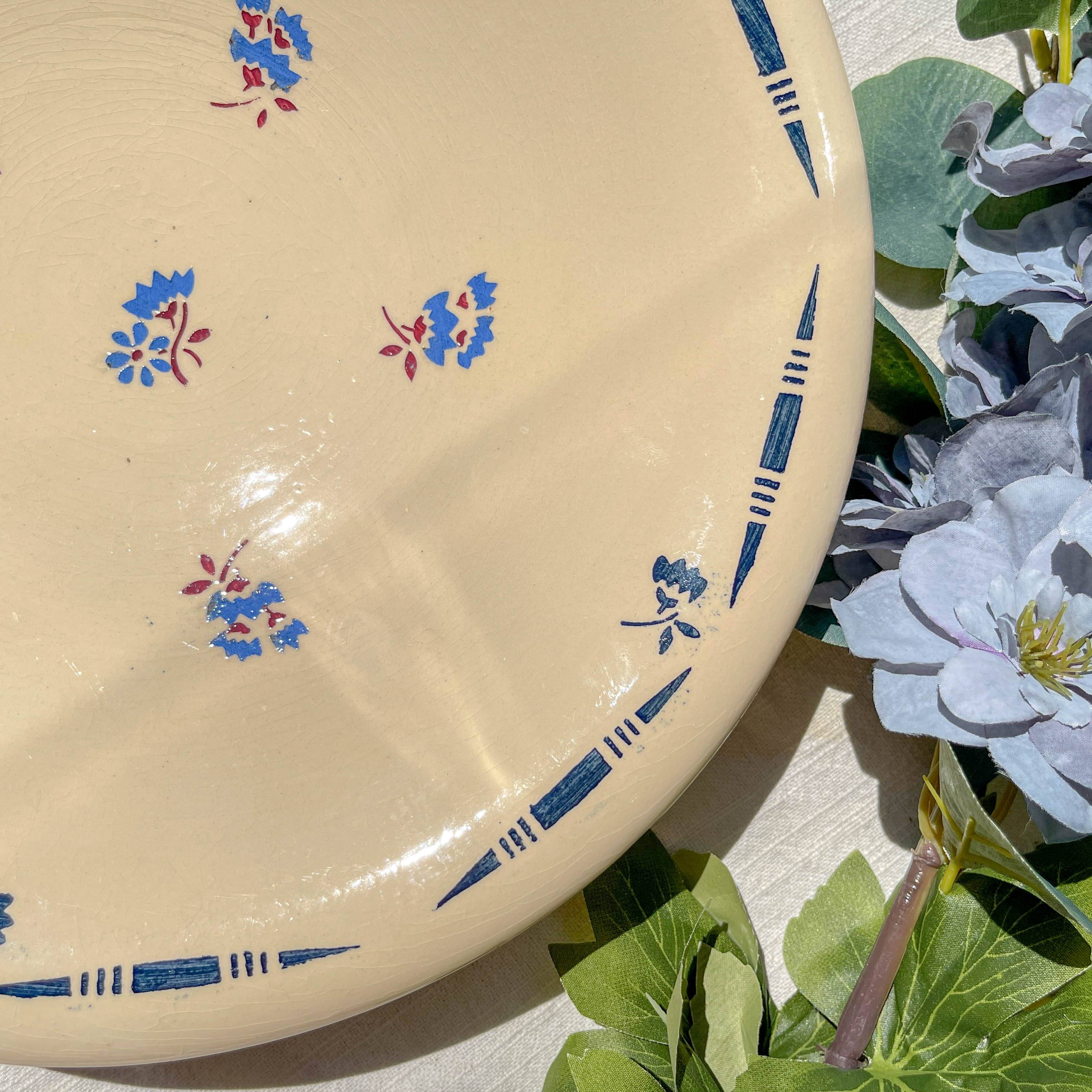 Vintage K&G Luneville "Flore" porcelain deep dish, 1950s, small blue flowers