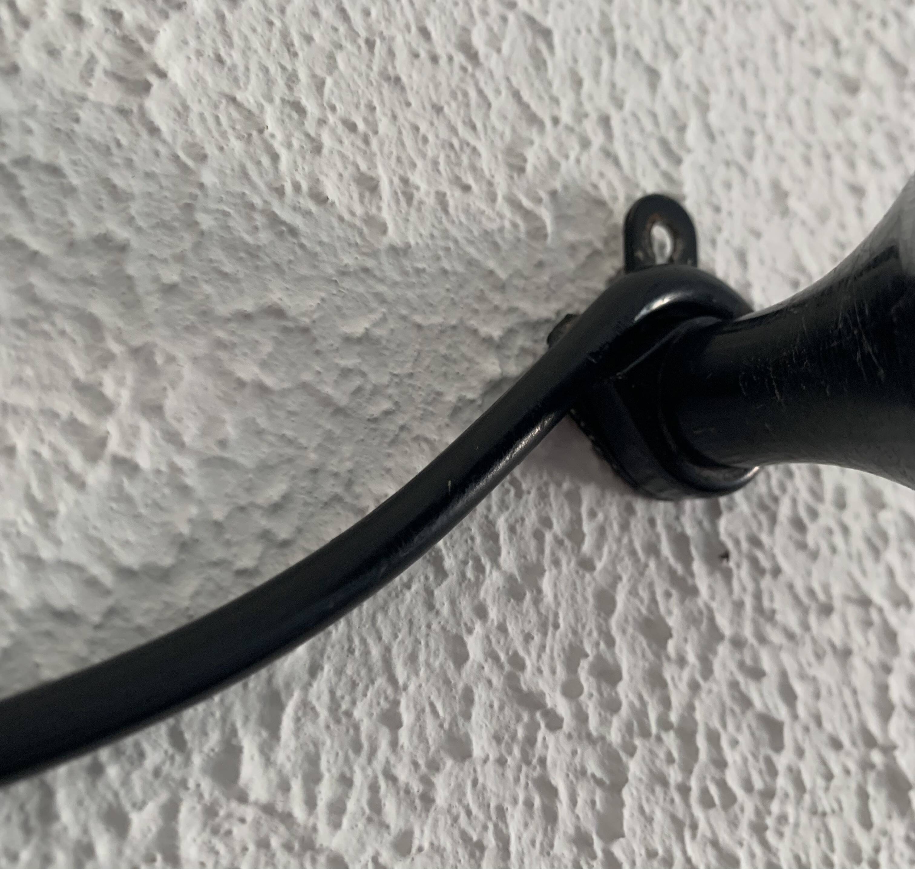 Vintage 1960s red and black coat rack with 3 wall hooks - 45 x 7 cm