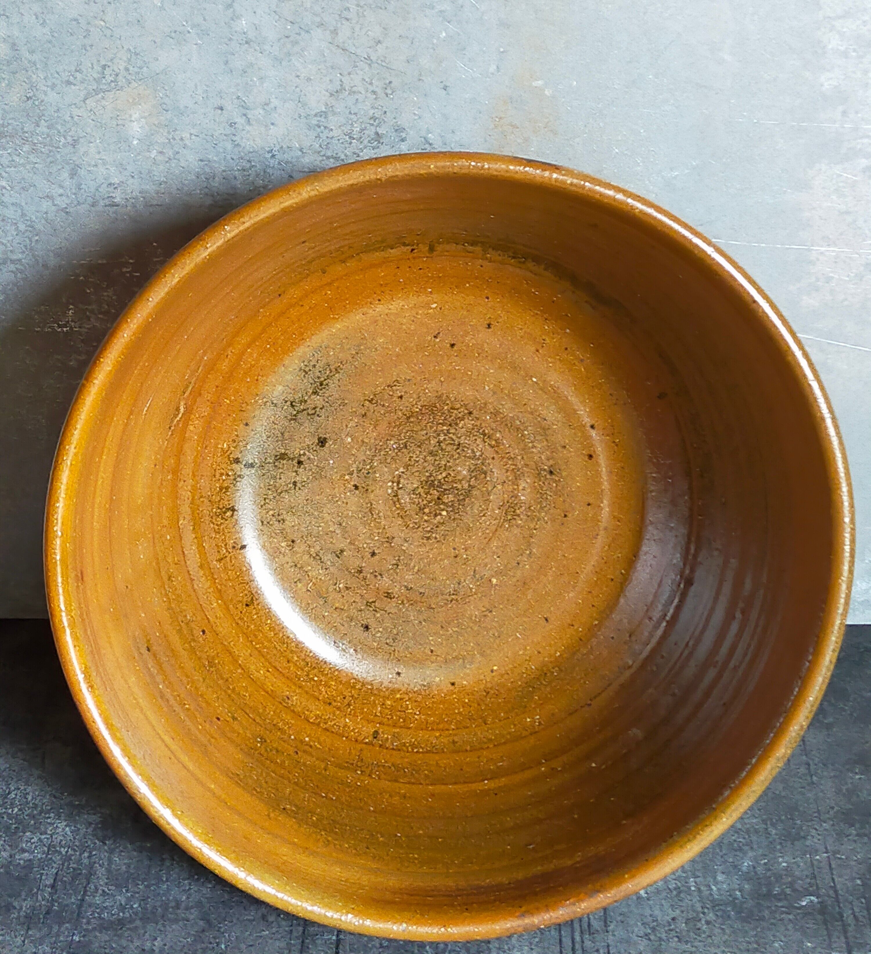 Salad bowl -potter's jatte in enamelled stoneware XXL vintage 30 cm