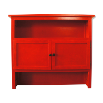 Small Parisian buffet 2 doors laqué red