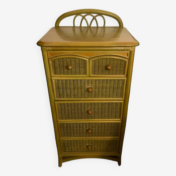 Chiffonier furniture with drawers rattan green wood