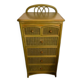 Chiffonier furniture with drawers rattan green wood