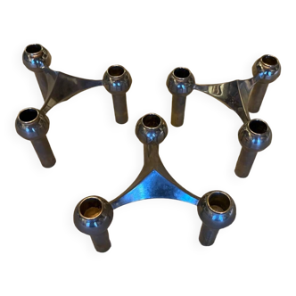 Lot de 3 bougeoirs Nagel, 1970