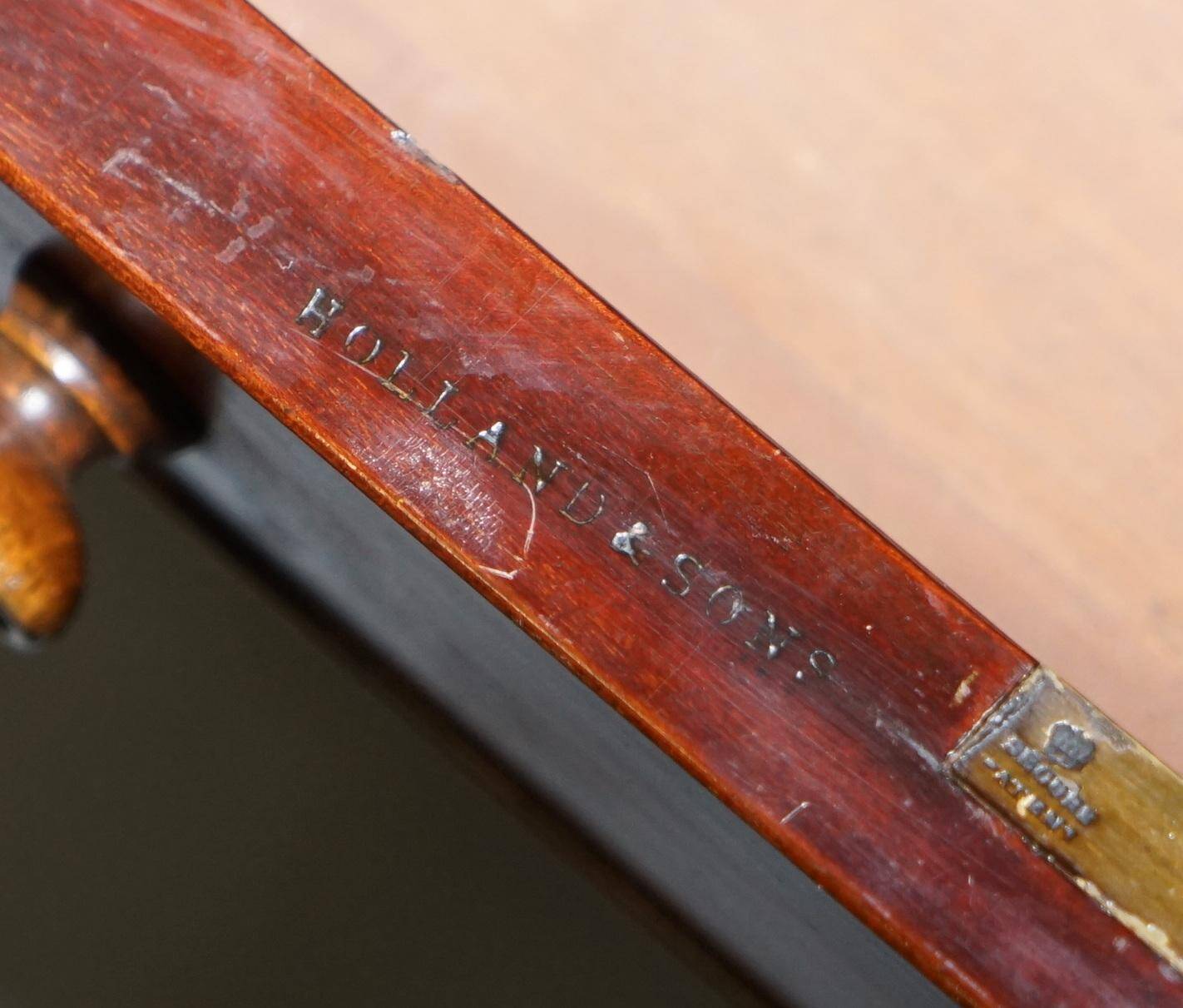 Rare double-sided desk in hardwood by Holland and Sons, Victorian era.