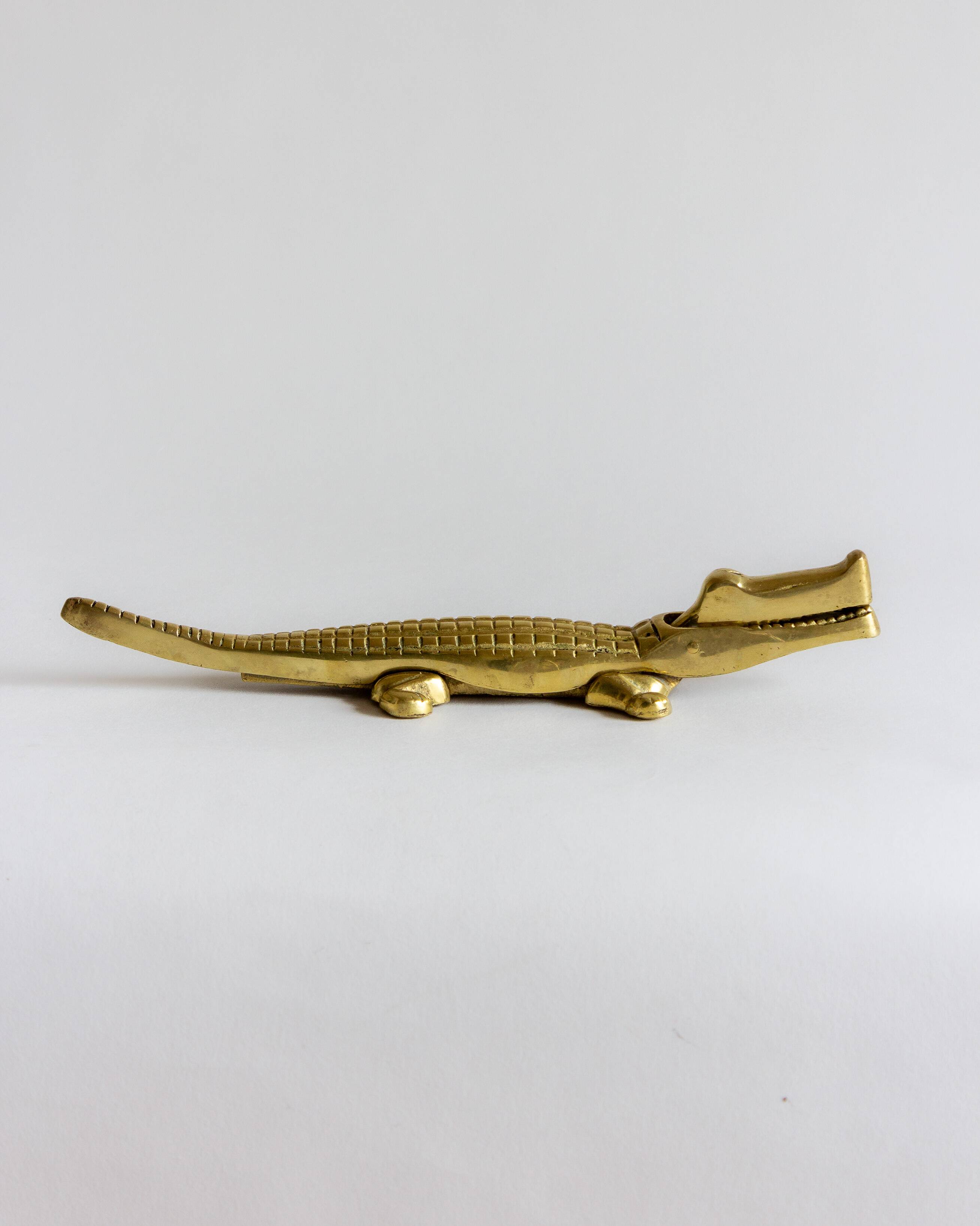 XL crocodile-shaped nutcracker, brass, 60s/70s