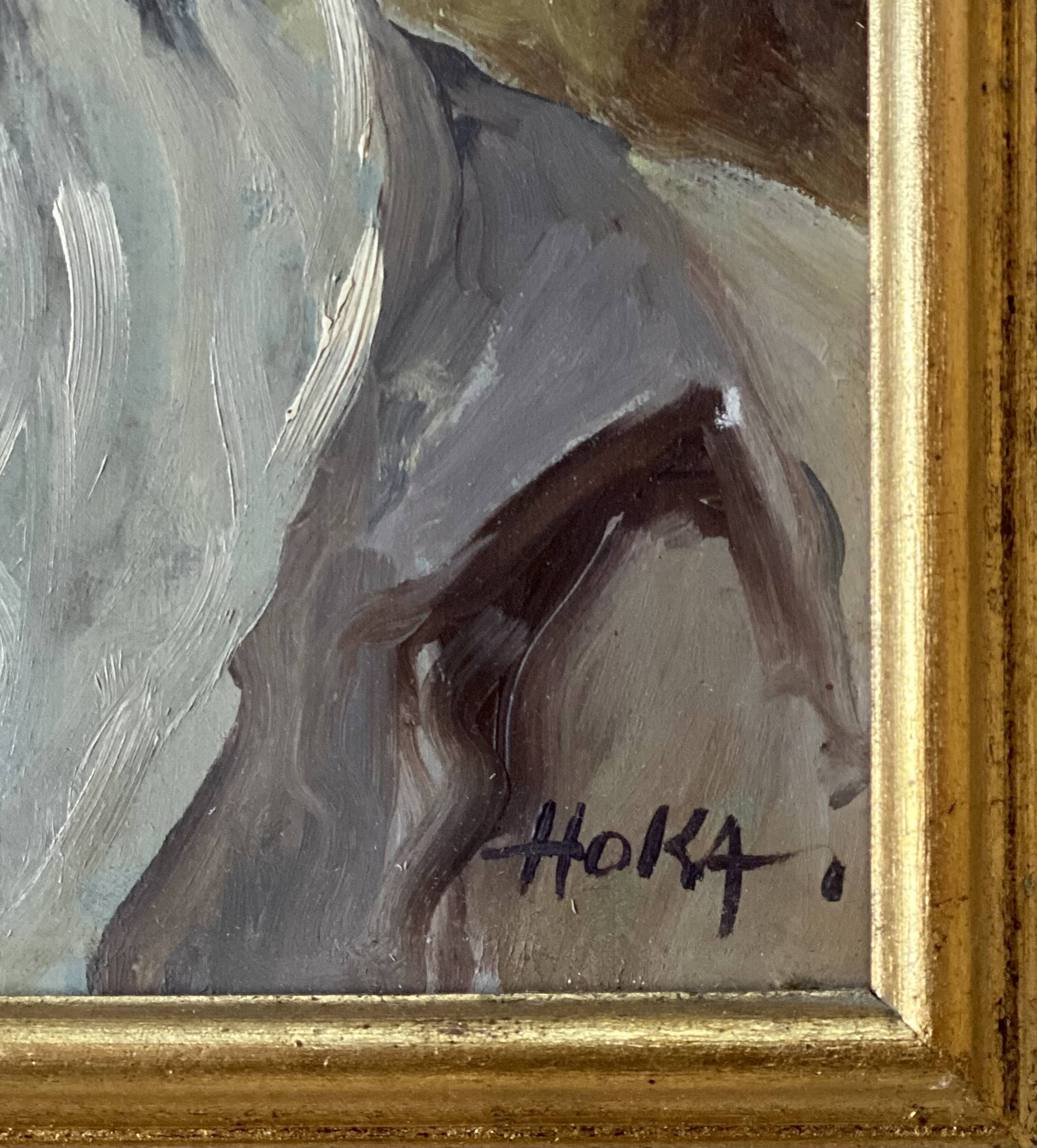 Portrait of an old man signed vintage painting 1960