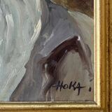 Portrait of an old man signed vintage painting 1960