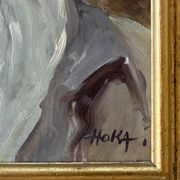 Portrait of an old man signed vintage painting 1960