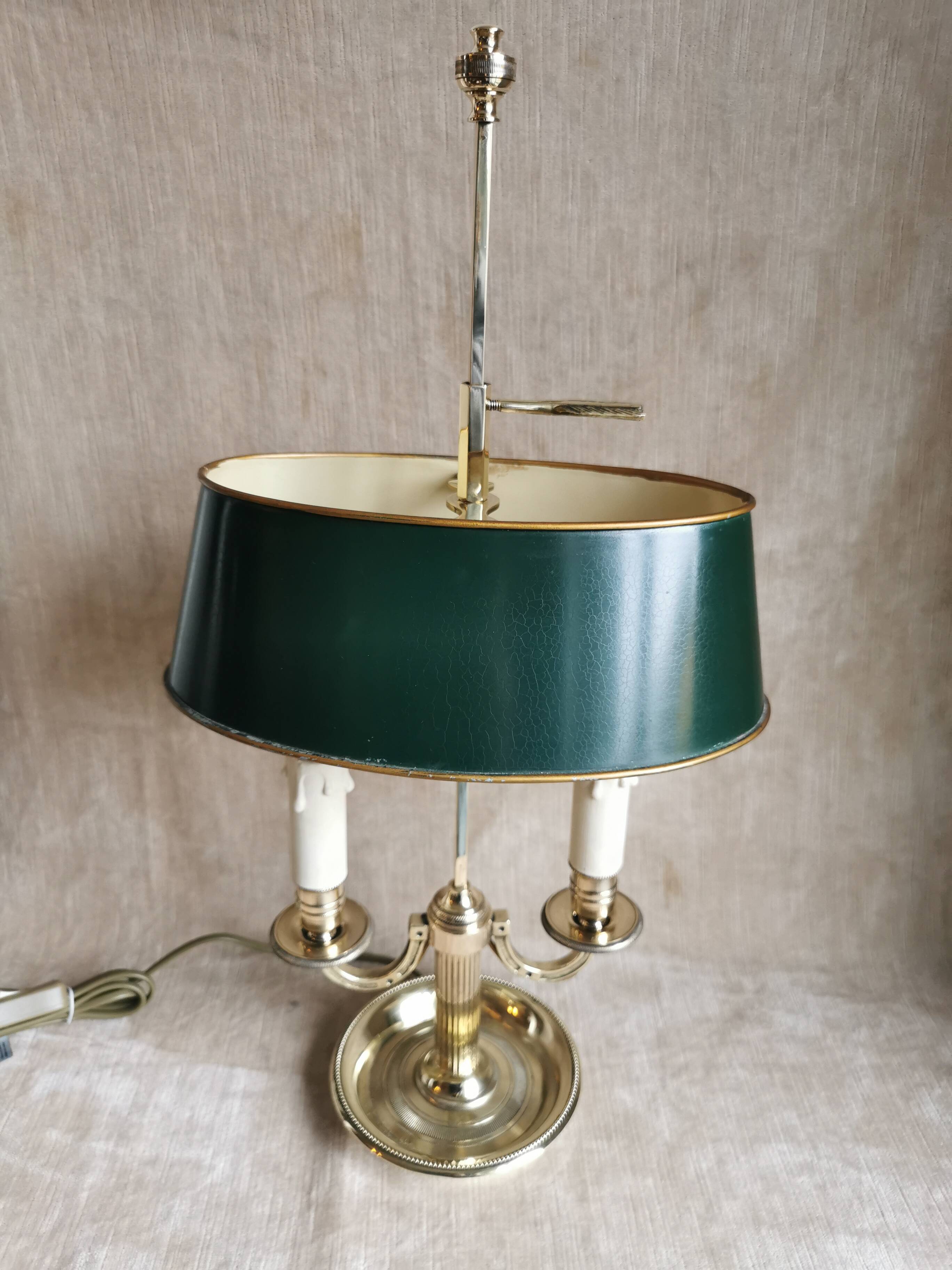 Bronze hot water bottle lamp with two light arms