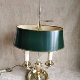 Lampe bouillotte en bronze à deux bras de lumière