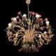 Large Vintage Italian Tole Flower Chandelier with 12 Lights