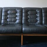 Danish 4-seater sofa with leather upholstery 244 cm, 1960s